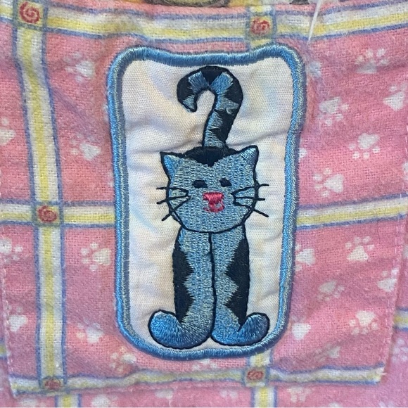 Vintage YIKES  kitty cat flannel sleepwear pajama set Medium - Picture 6 of 13